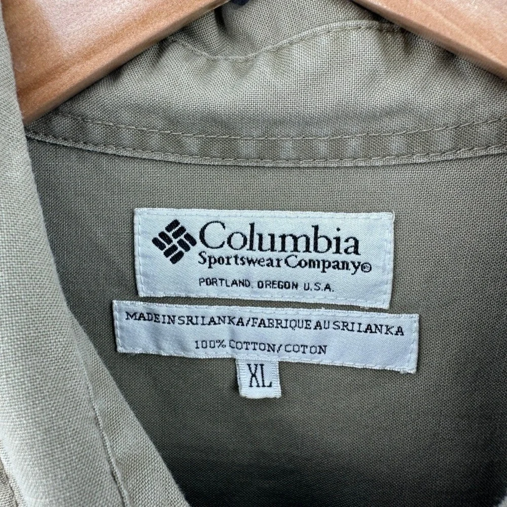 VTG Columbia Hunting Briarshun Shirt XL Tan Long Sleeve Embroidered Mallard Duck
